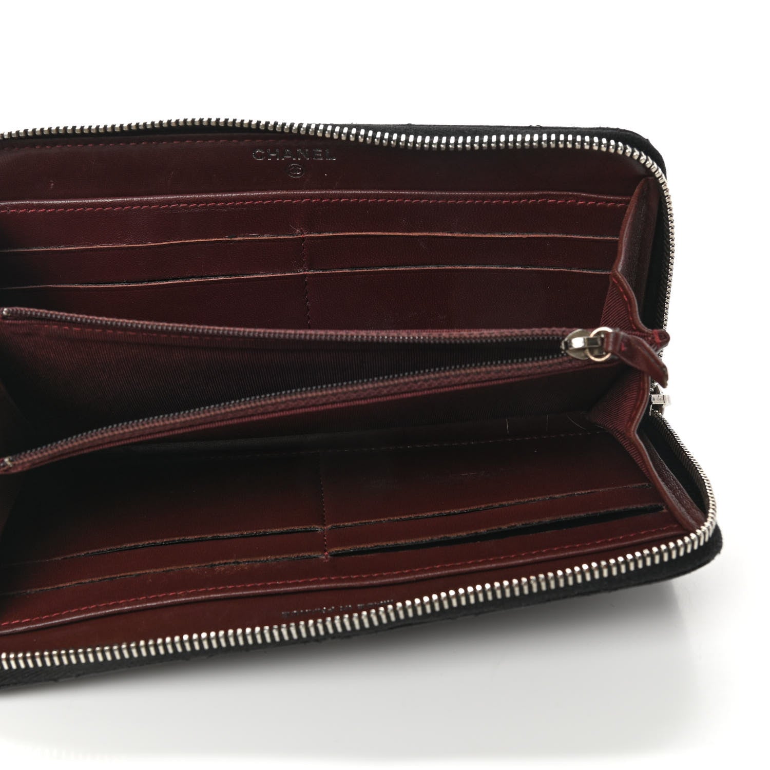 Chanel Lambskin Quilted Large Gusset Zip Around Wallet Black 11 of 18