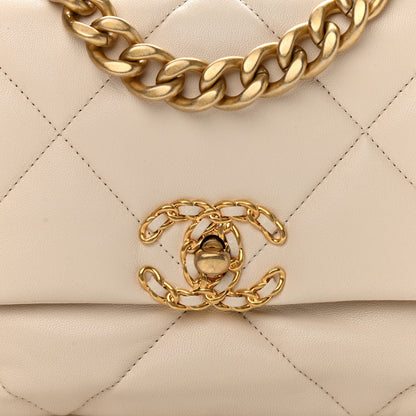 Chanel Lambskin Quilted Medium Chanel 19 Flap Light Beige 8 of 10