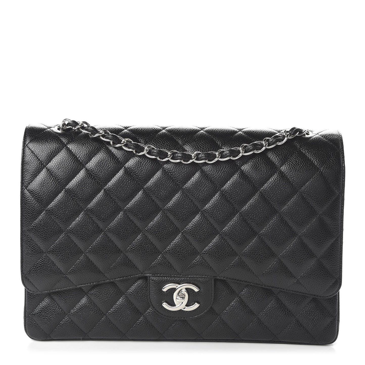 Caviar Quilted Maxi Double Flap Black