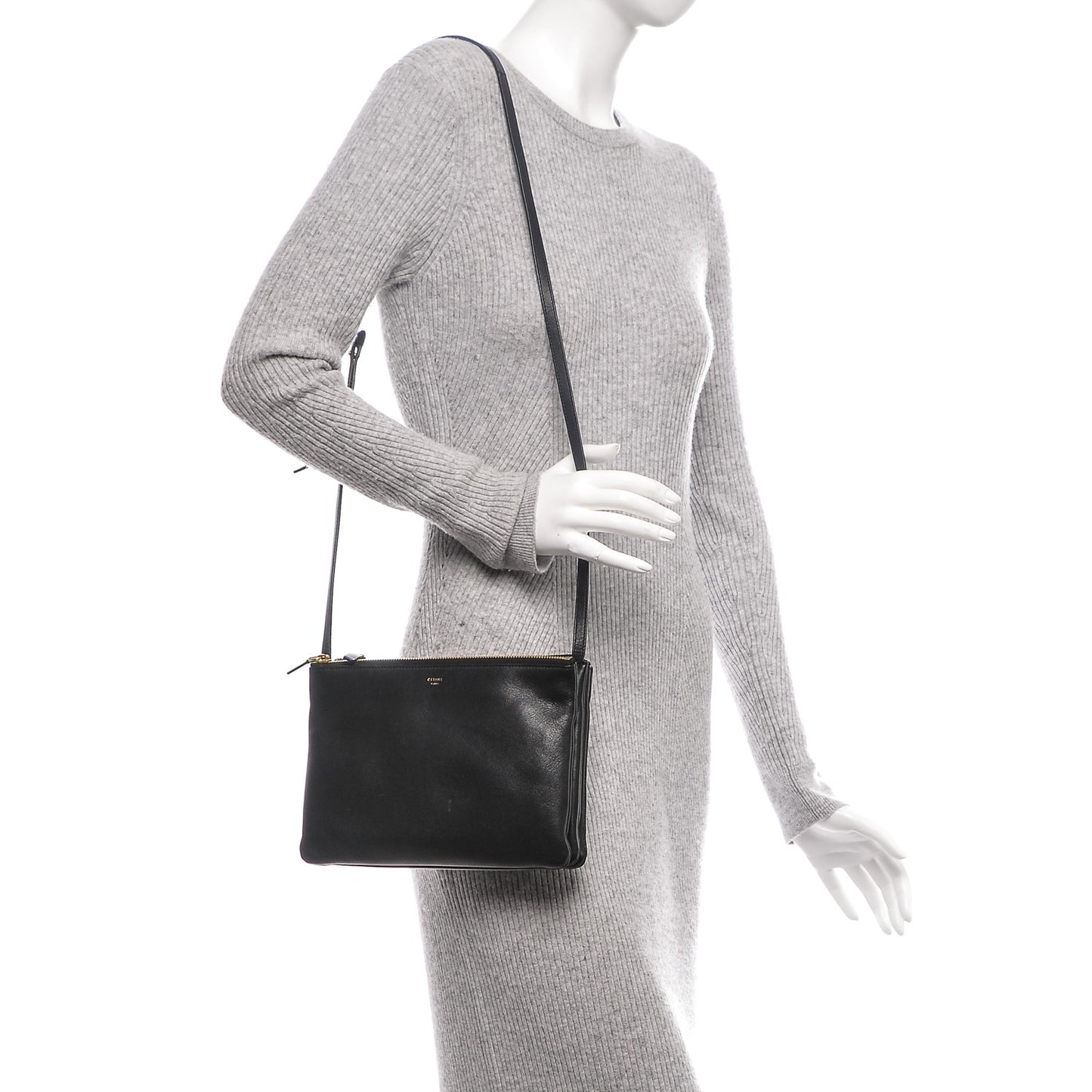 Lambskin Large Trio Crossbody Bag Black