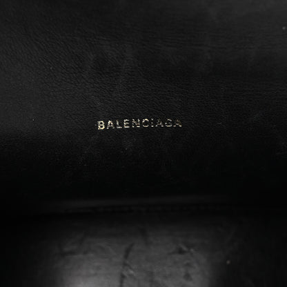 Balenciaga Shiny Calfskin Crocodile Embossed Hourglass Top Handle Bag XS Black 6 of 10