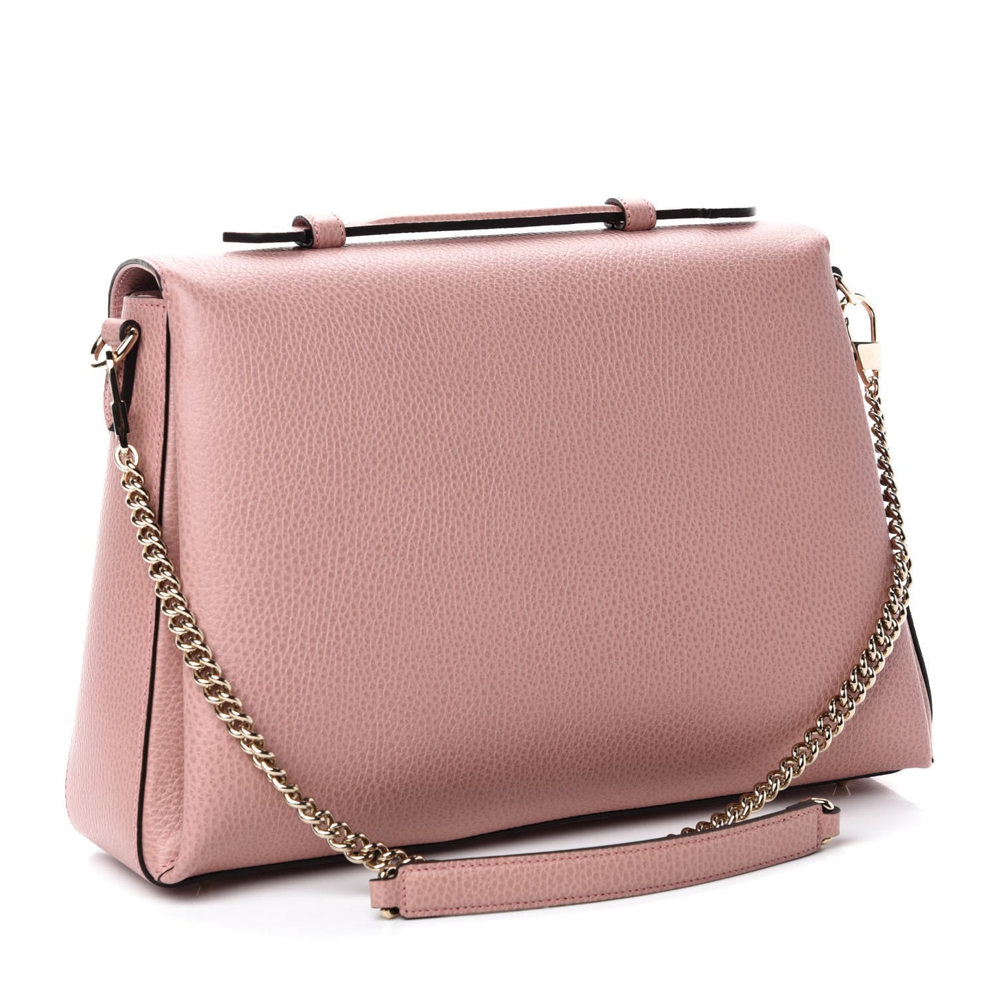 Dollar Calfskin Medium Interlocking G Top Handle Shoulder Bag Soft Pink