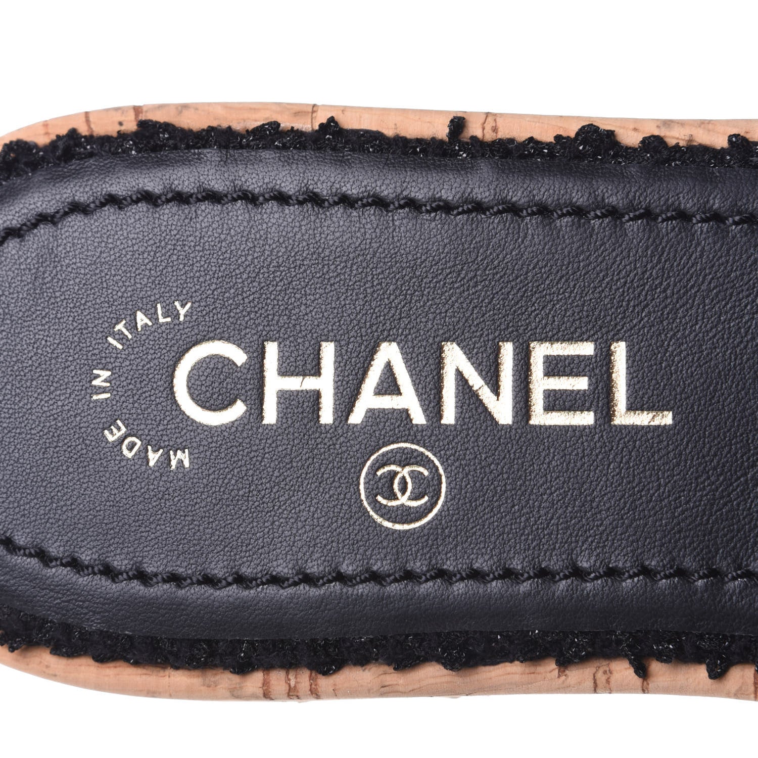 Chanel Tweed Cork CC Chain Mule Sandal 39 Black 9 of 11