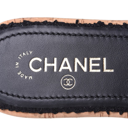 Chanel Tweed Cork CC Chain Mule Sandal 39 Black 9 of 11