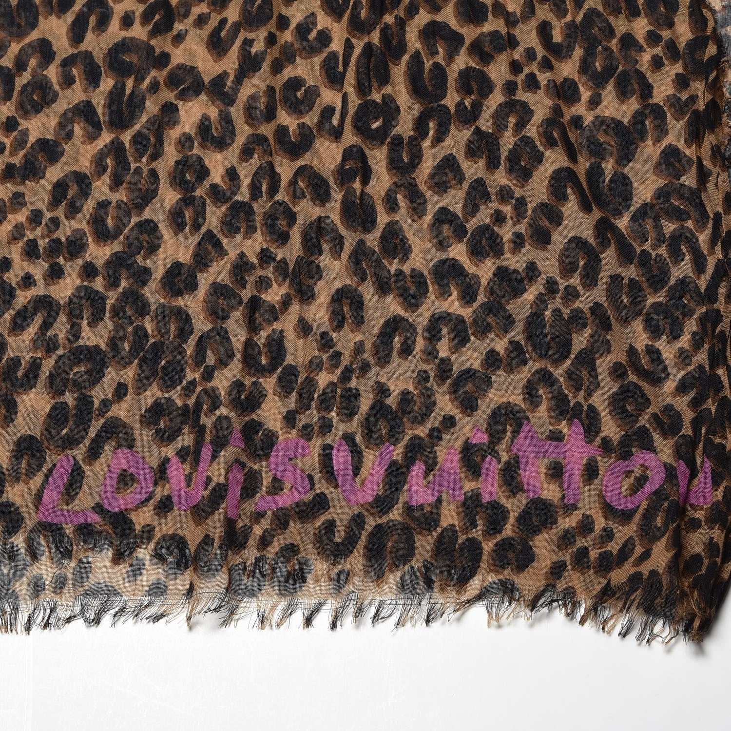 Louis Vuitton Cashmere Silk Leopard Etole Stole Marron 2 of 5