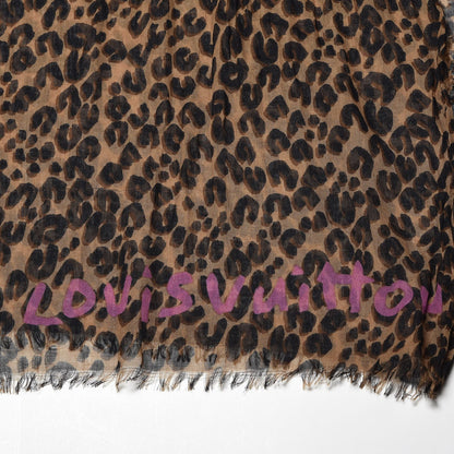 Louis Vuitton Cashmere Silk Leopard Etole Stole Marron 2 of 5