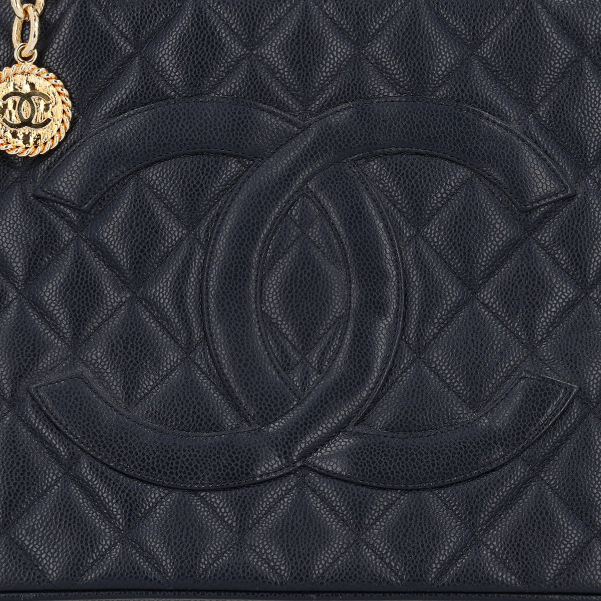 Caviar Quilted Medallion Tote Navy