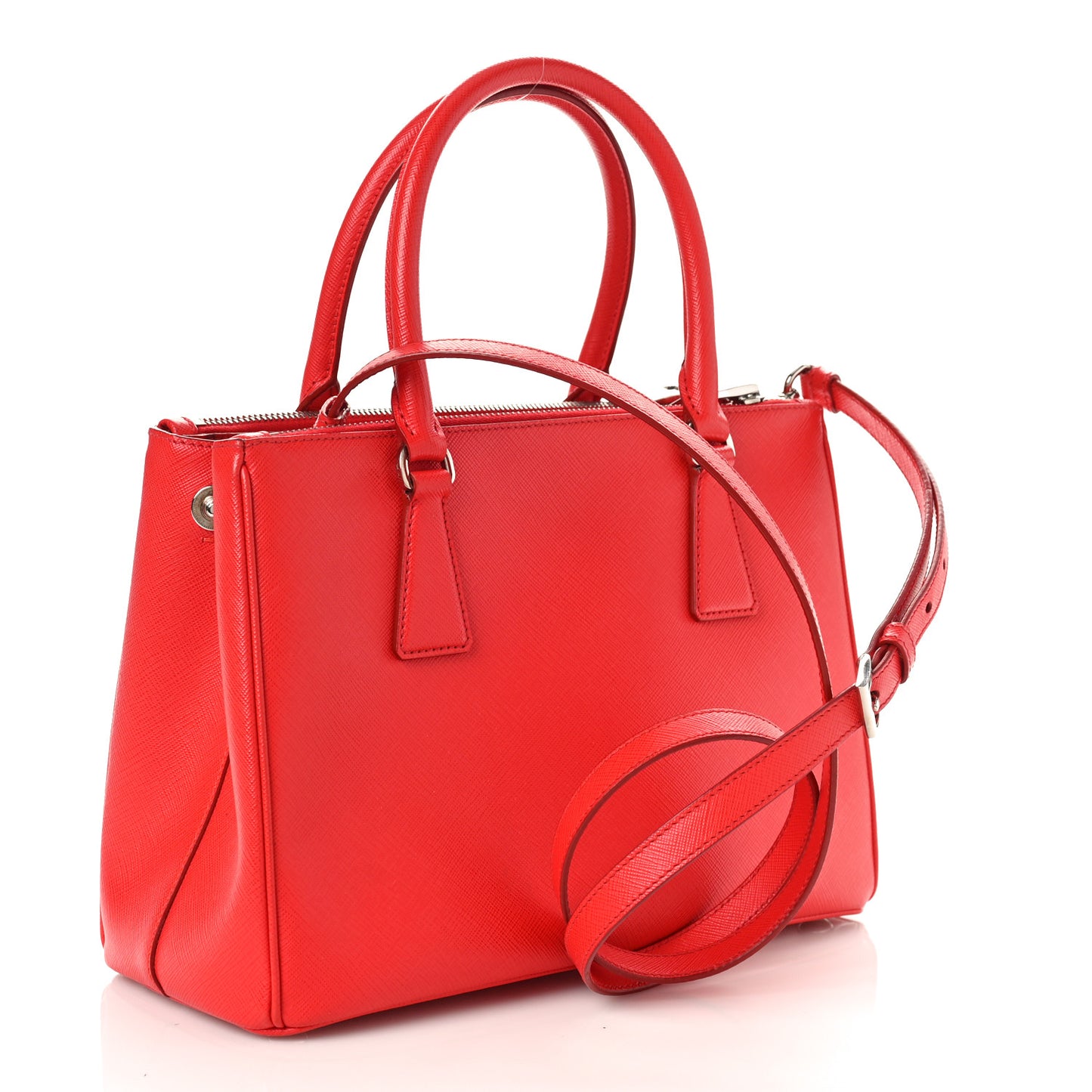 Saffiano Small Galleria Double Zip Tote Rosso