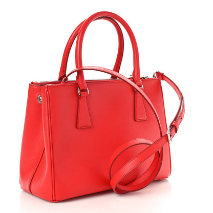 Prada Saffiano Small Galleria Double Zip Tote Rosso 3 of 9