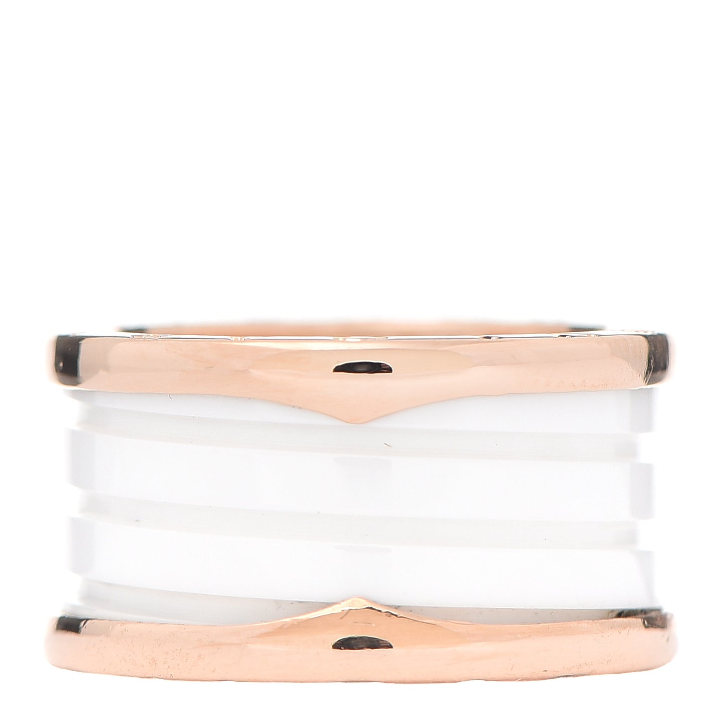 18K Rose Gold White Ceramic B.Zero1 Four-Band Ring 56 7.5