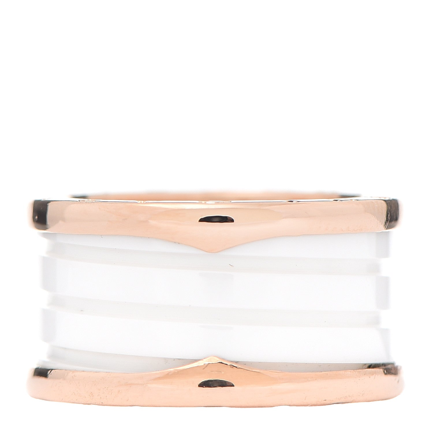 Bulgari 18K Rose Gold White Ceramic B.Zero1 Four-Band Ring 56 7.5 1 of 5