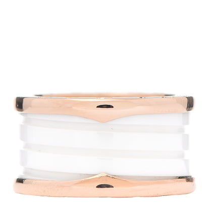 Bulgari 18K Rose Gold White Ceramic B.Zero1 Four-Band Ring 56 7.5 1 of 5