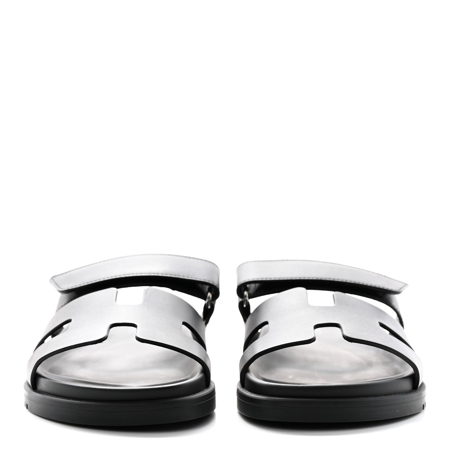 Hermes Calfskin Womens Chypre Sandals 37.5 Black 2 of 10