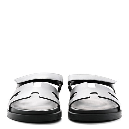 Hermes Calfskin Womens Chypre Sandals 37.5 Black 2 of 10