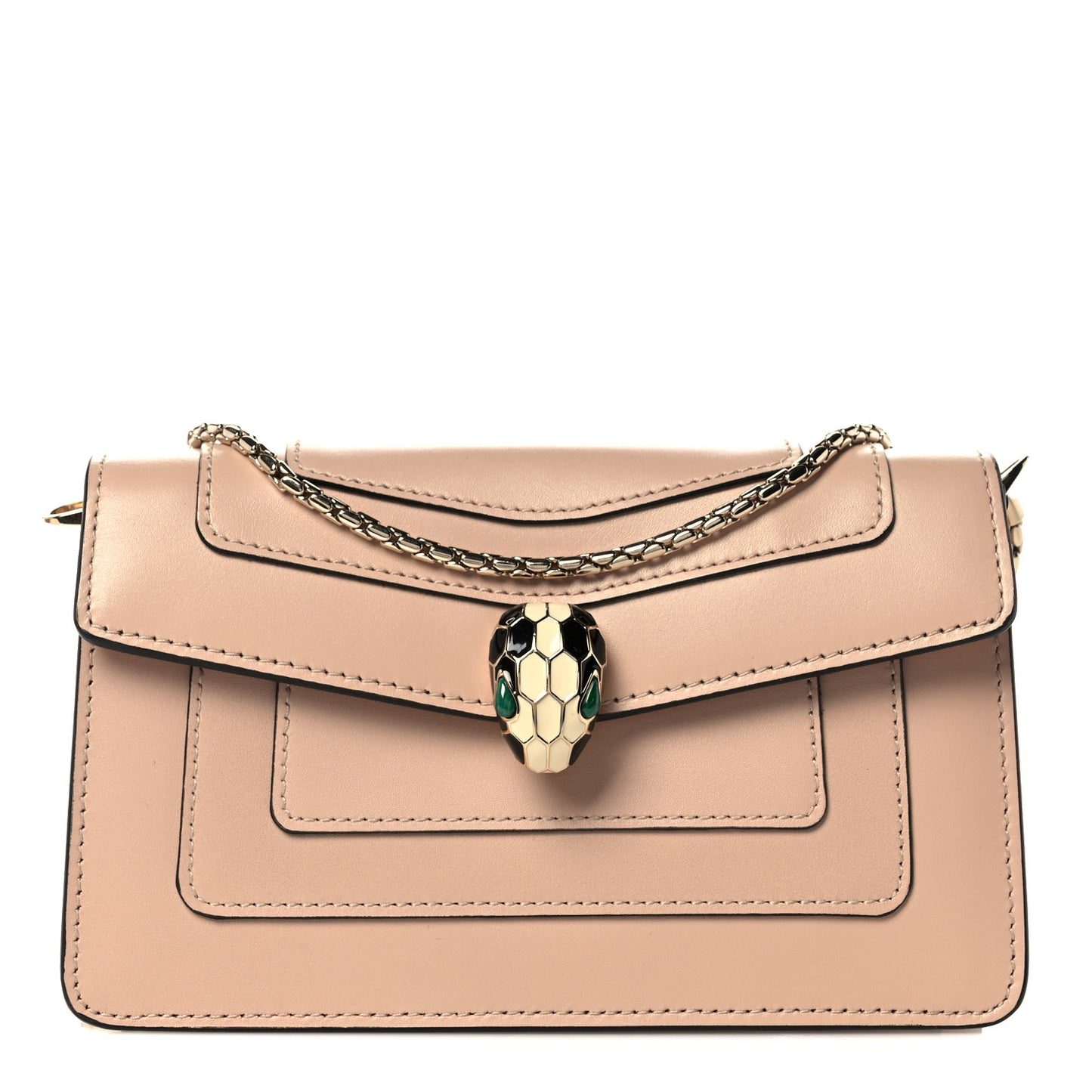 Calfskin Mini Serpenti Forever Flap Clutch Light Pink