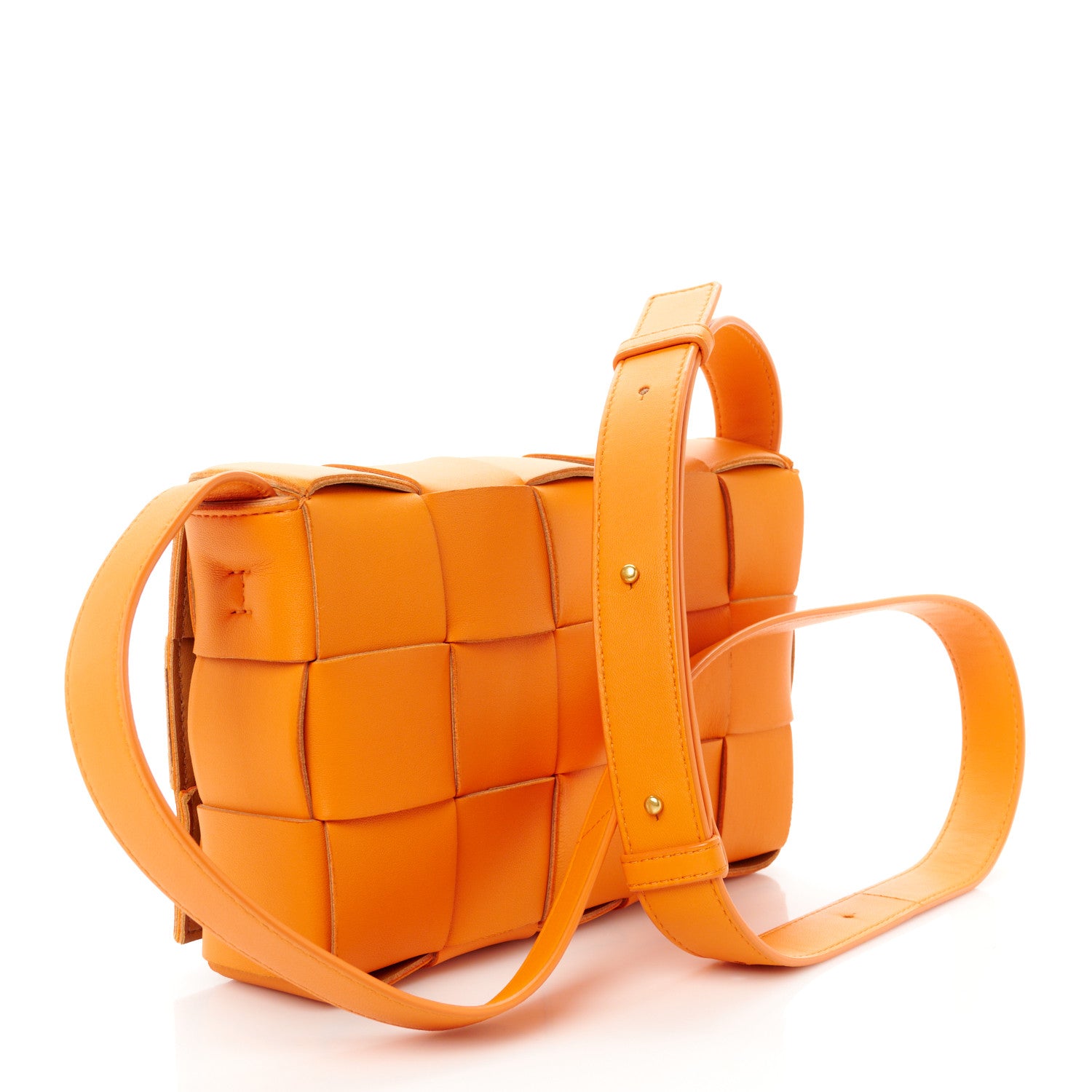 Bottega Veneta Lambskin Maxi Intrecciato Cassette Crossbody Bag Tangerine 3 of 11