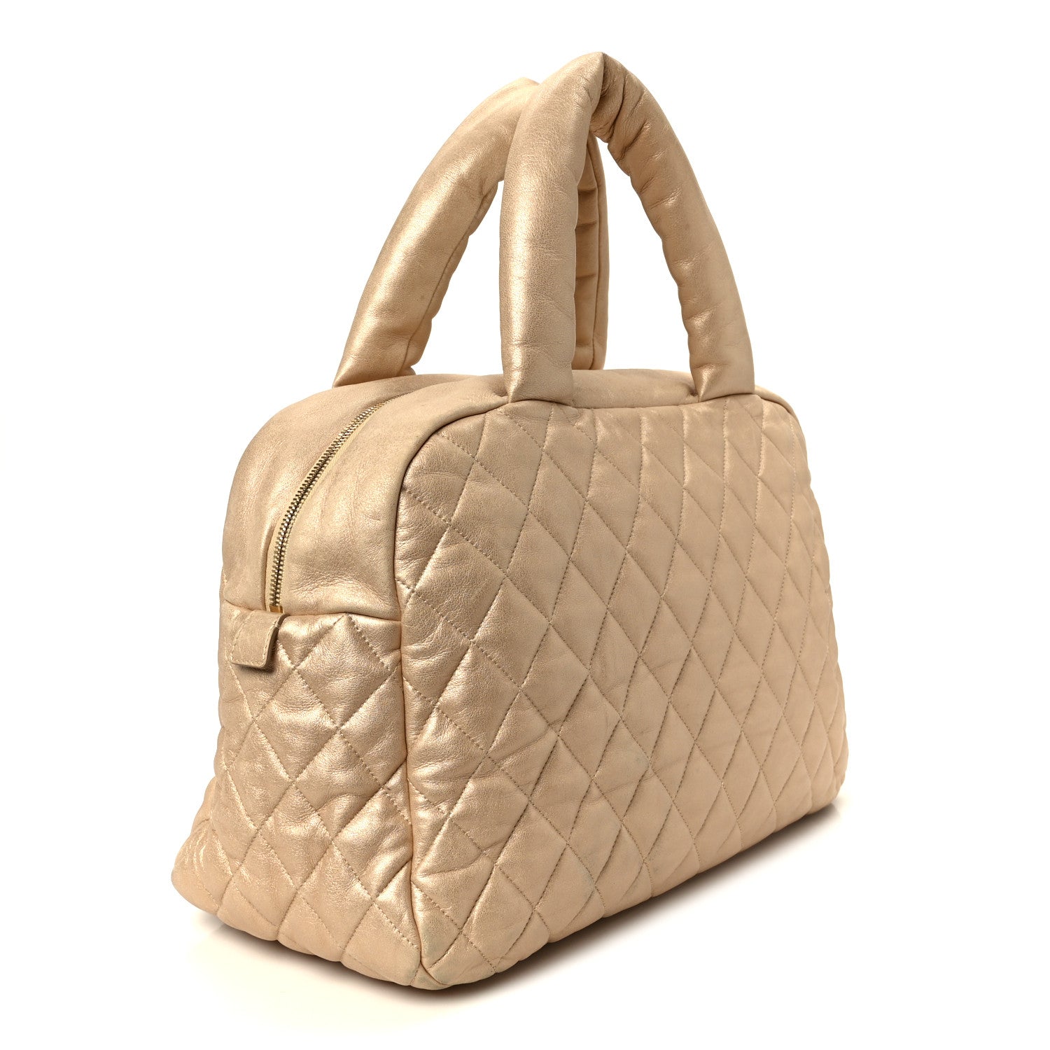 Chanel Metallic Lambskin Quilted Coco Cocoon Bowler Light Gold 3 of 11