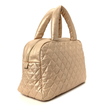 Chanel Metallic Lambskin Quilted Coco Cocoon Bowler Light Gold 3 of 11