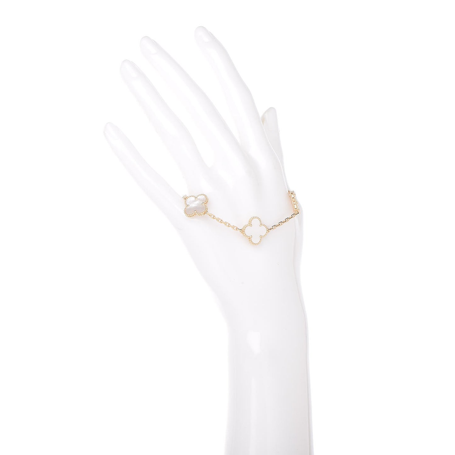 18K Yellow Gold Mother of Pearl 5 Motifs Vintage Alhambra Bracelet
