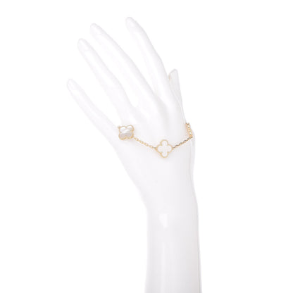 Van Cleef & Arpels 18K Yellow Gold Mother of Pearl 5 Motifs Vintage Alhambra Bracelet 2 of 7