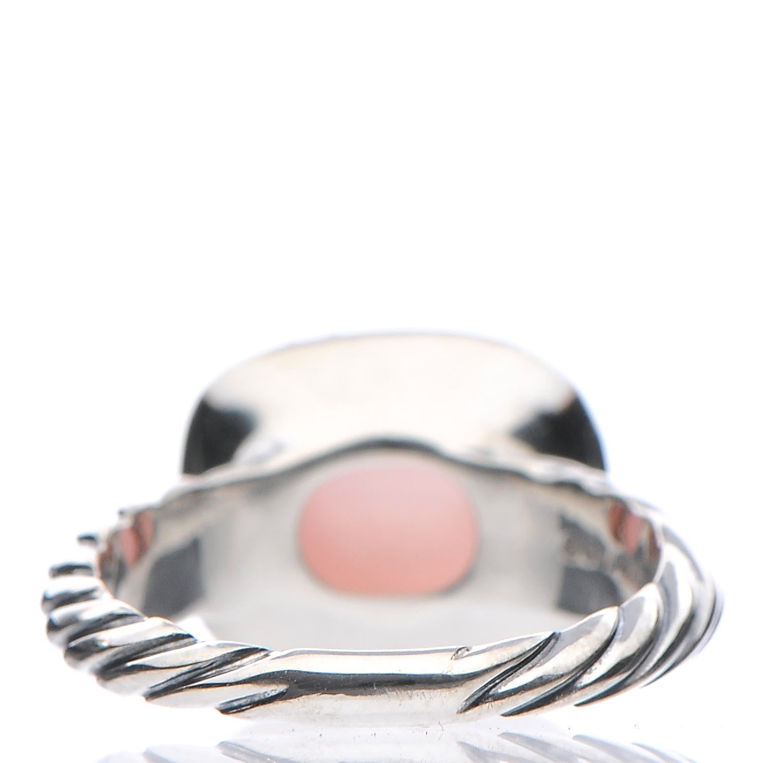 David Yurman Sterling Silver Diamond Rose Quartz 10mm Noblesse Ring 52 6 4 of 5