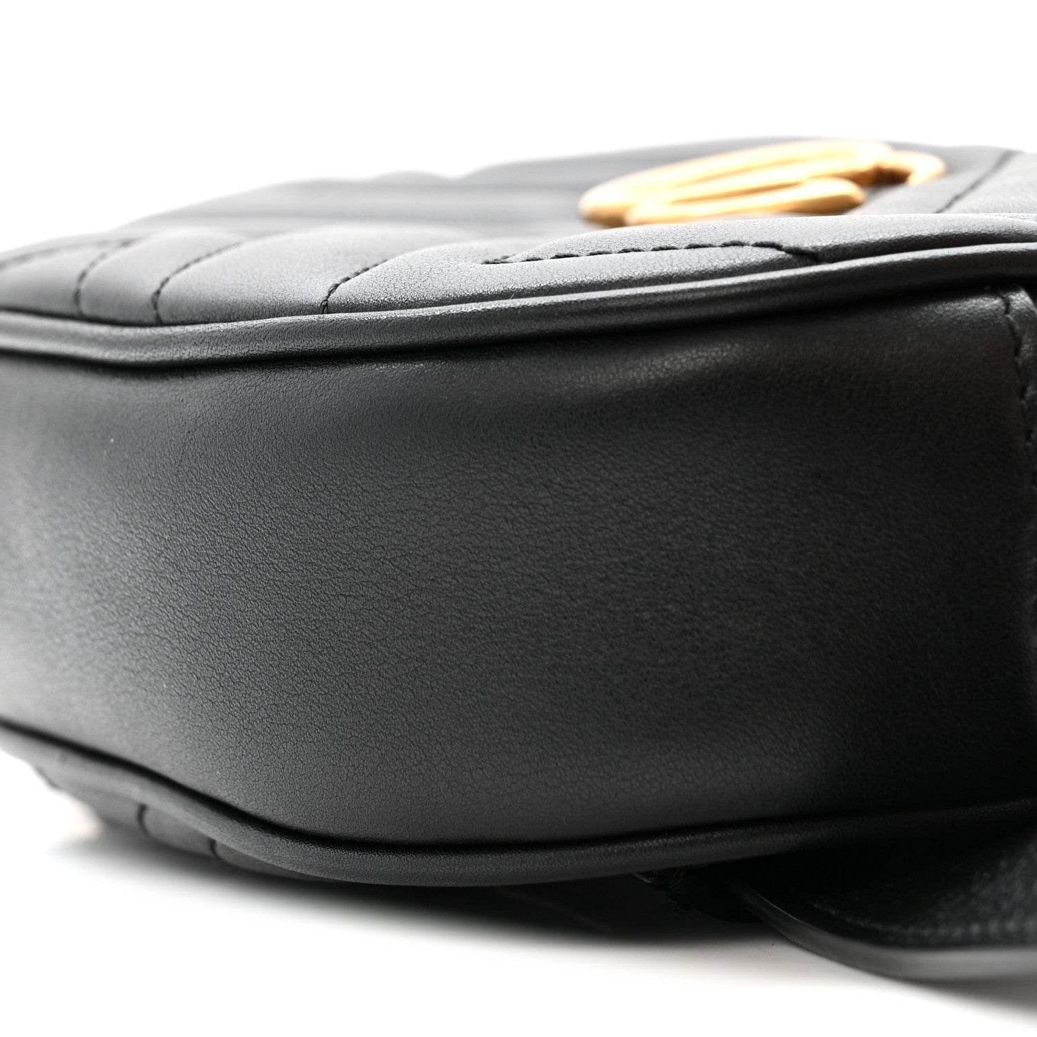 Gucci Calfskin Matelasse GG Marmont Belt Bag 85 34 Black 10 of 13