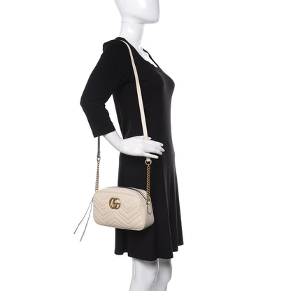 Gucci Calfskin Matelasse Small GG Marmont Chain Shoulder Bag White 2 of 10