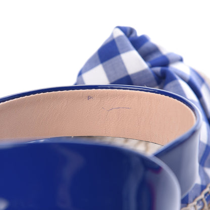 Gucci Patent Cotton Gingham Sefir Espadrille Platform Sandals 39.5 Blue White 9 of 10