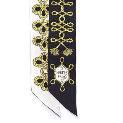 Hermes Silk Galons Et Brandebourg Twilly Black Gold White 2 of 4