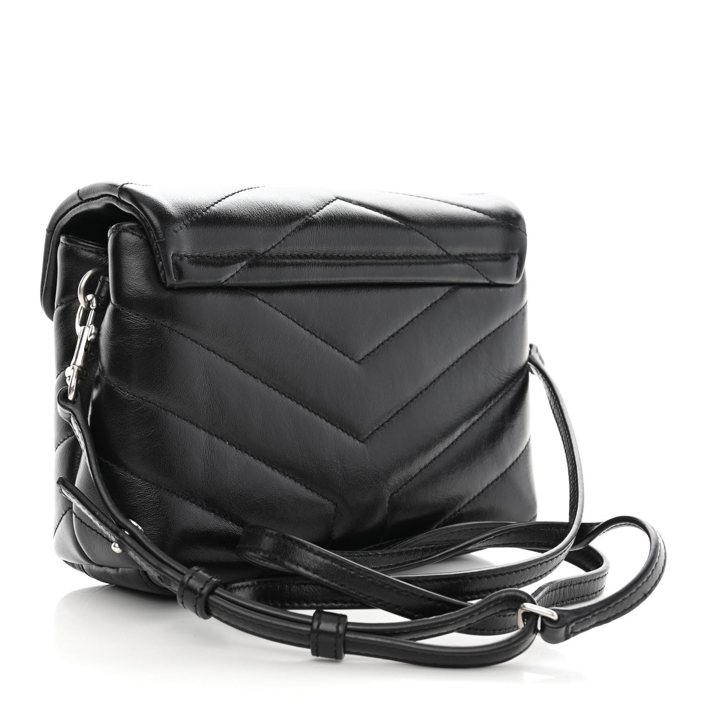 Calfskin Y Quilted Monogram Toy Loulou Crossbody Bag Black