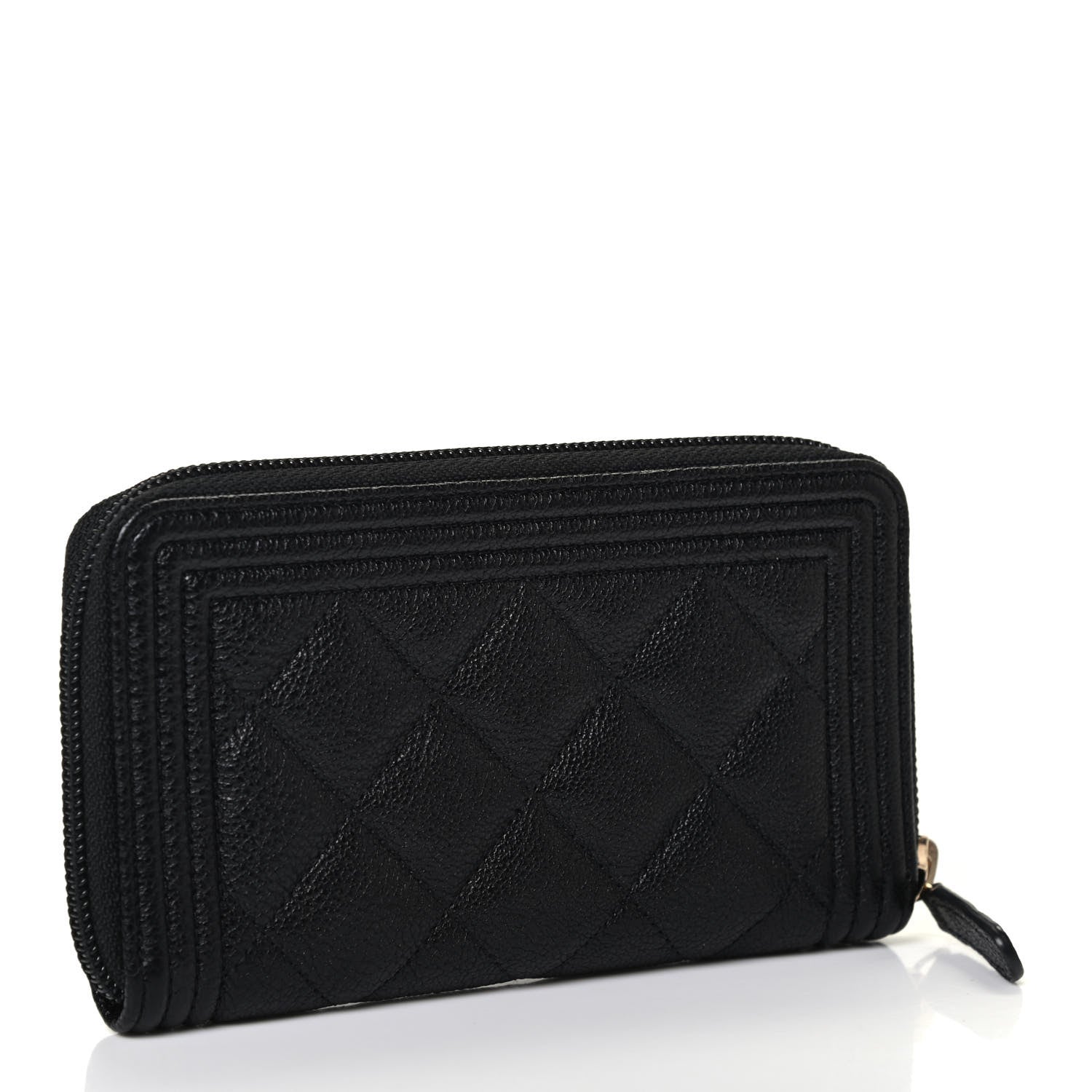 Chanel Caviar Quilted Small Boy Zip Around Wallet Black 2 of 4