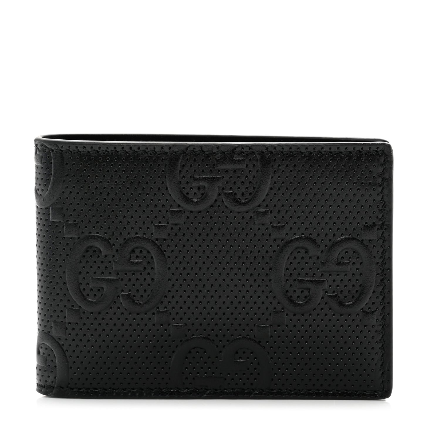 Calfskin GG Tennis Embossed Bi-Fold Wallet Black