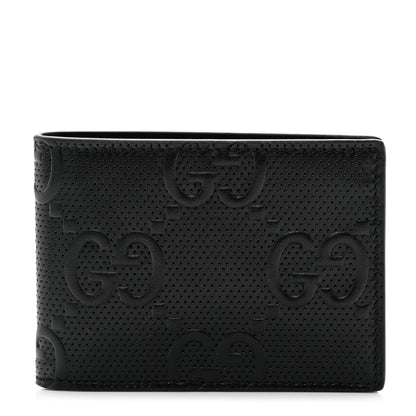 Gucci Calfskin GG Tennis Embossed Bi-Fold Wallet Black 1 of 6