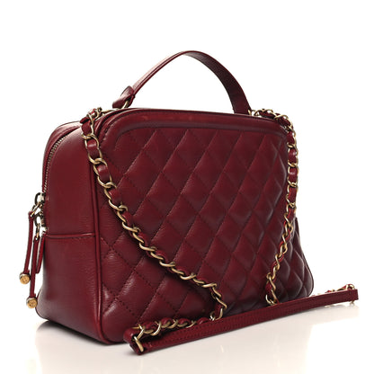 Chanel Calfskin Quilted CC Medium Vanity Case Dark Red 4 of 15