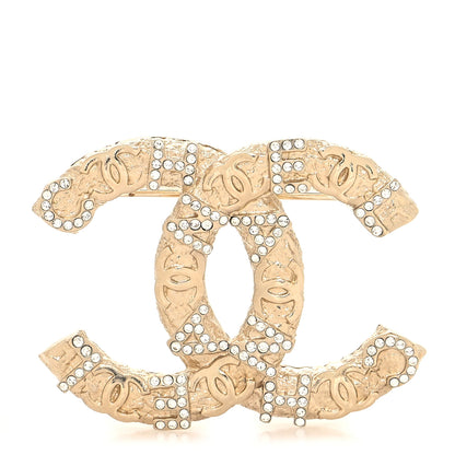 Chanel Crystal CC Logo Brooch Gold 1 of 4