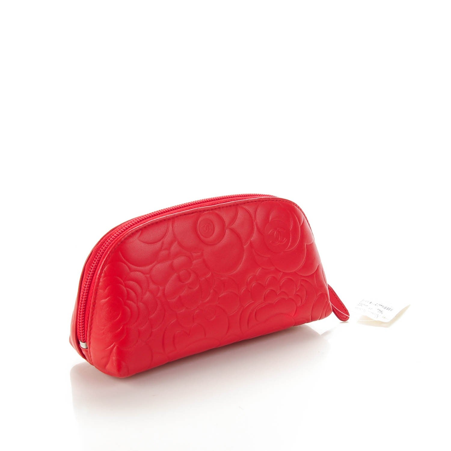 Chanel Lambskin Camellia Embossed Cosmetic Case Red 3 of 7