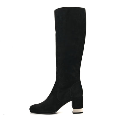Saint Laurent Suede Knee High Boots 37 Black 1 of 7