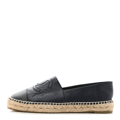 Chanel Lambskin CC Espadrilles 39 Navy Blue Dark Grey 1 of 11