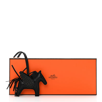 Hermes Milo Lambskin Matte Alligator Touch Grigri Rodeo Pegase Horse Bag Charm PM Black 5 of 5