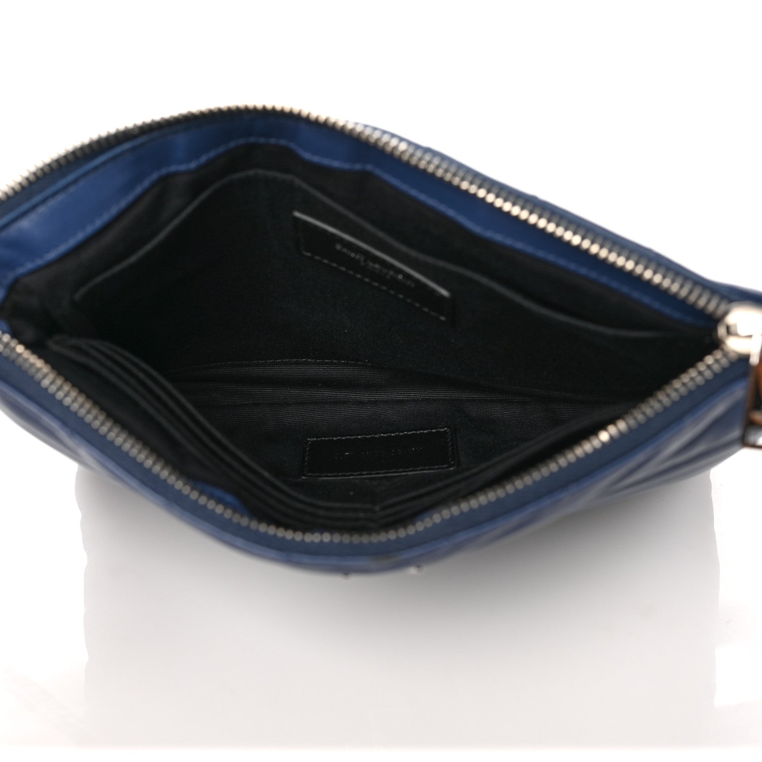 Saint Laurent Calfskin Matelasse Chevron Monogram A5 Wristlet Medium Blue 5 of 9