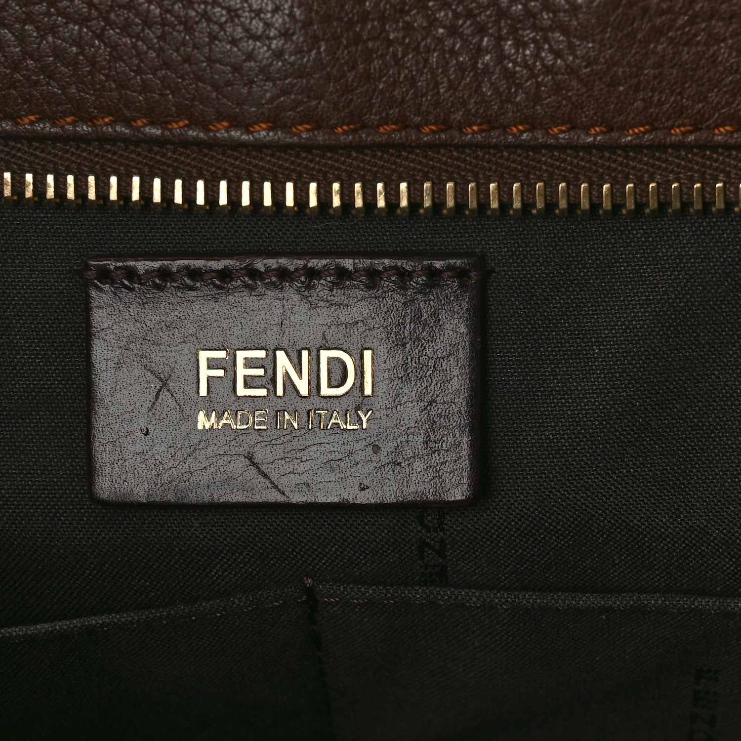 Fendi Zucca Vitello Artic Medium Shopping Tote Tobacco Castagna 6 of 8
