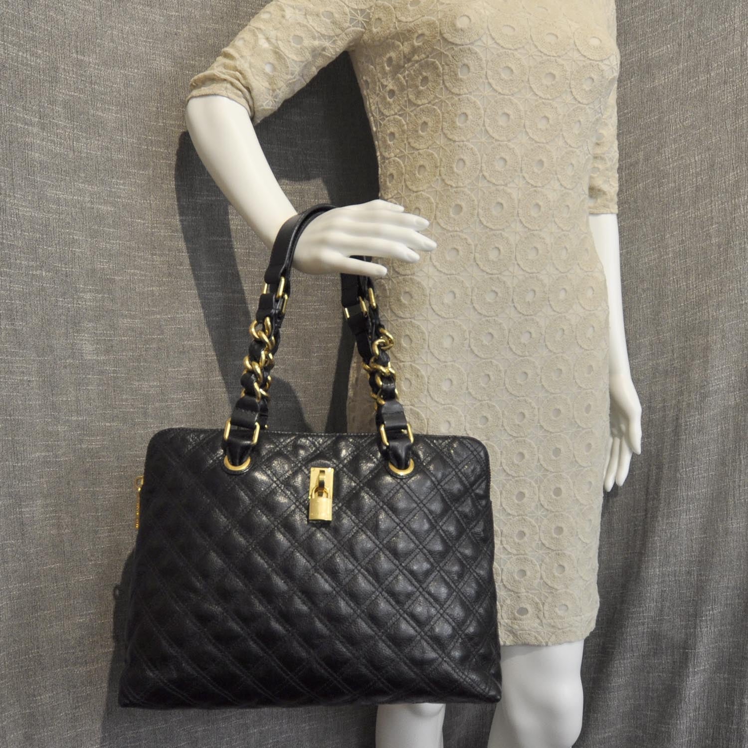 Marc Jacobs Leather Quilted Karlie Satchel Black 2 of 9