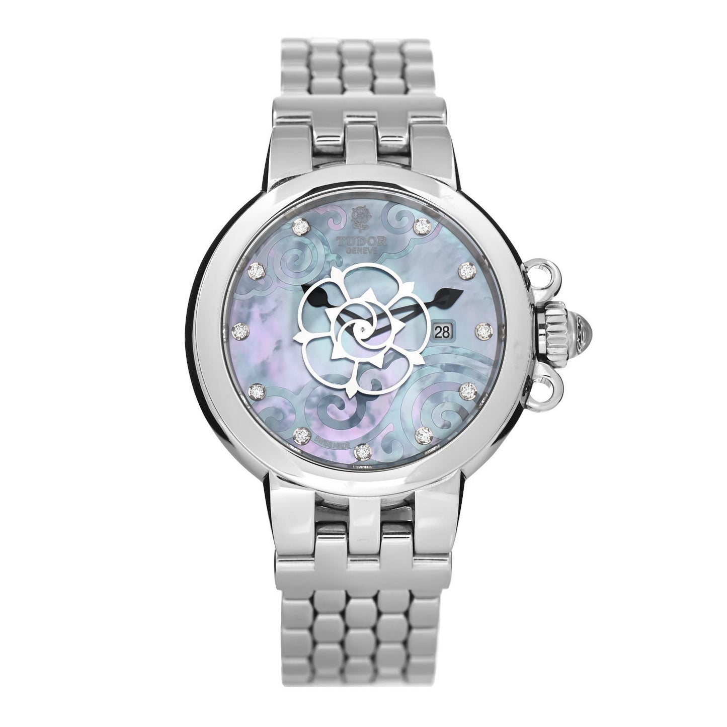Stainless Steel Diamond Mother of Pearl 30mm Clair De Rose Automatic Watch 35400