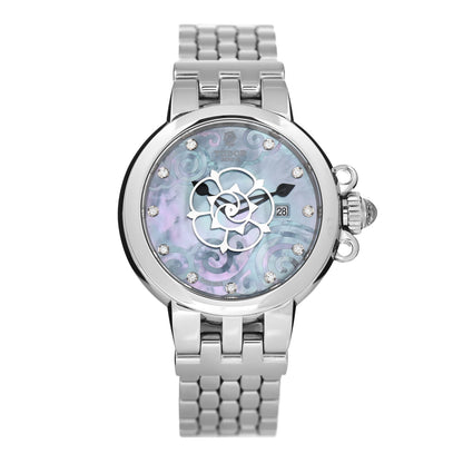 TUDOR Stainless Steel Diamond Mother of Pearl 30mm Clair De Rose Automatic Watch 35400 1 of 4