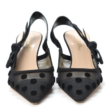 Christian Dior Suede Calfskin Grosgrain Dotted Sling-Back Ballet Pumps 36 Black 2 of 8