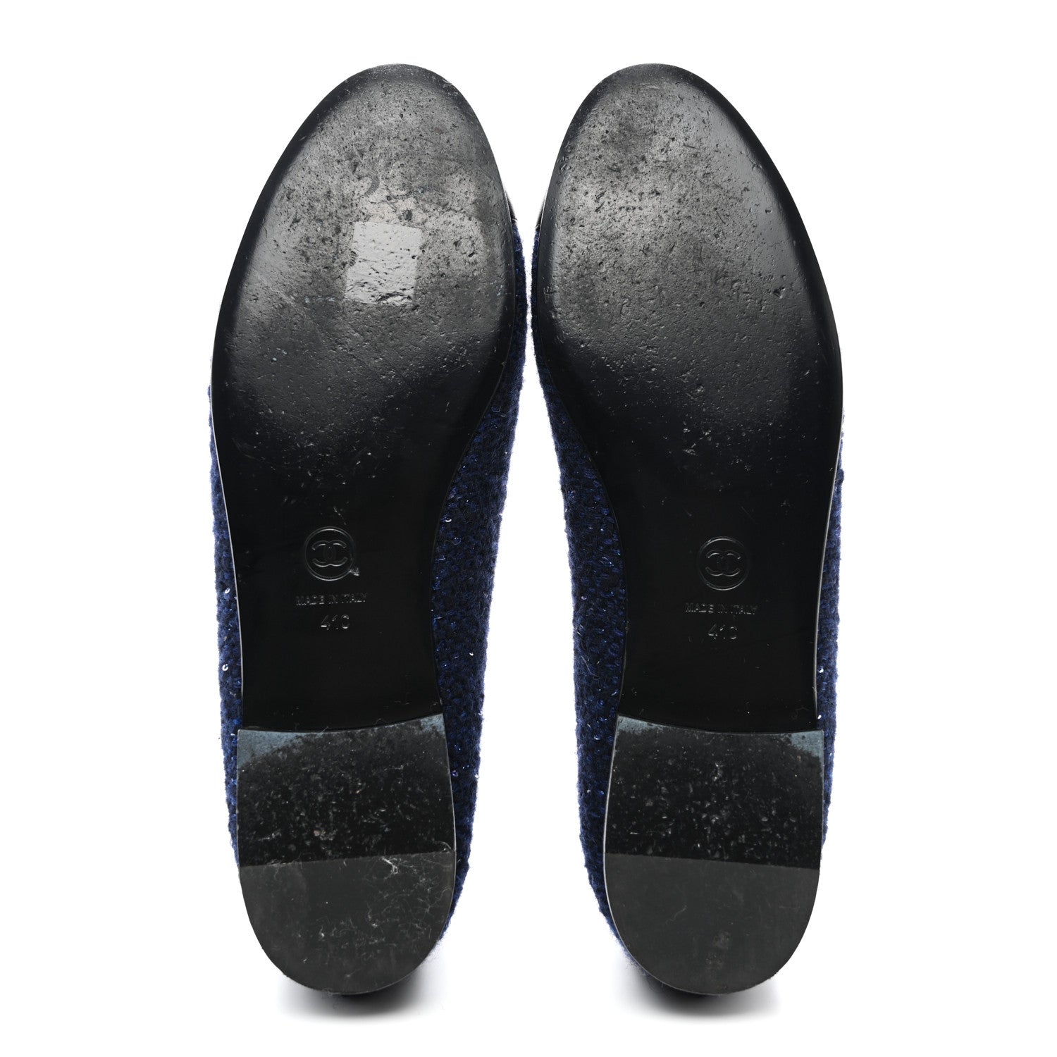 Chanel Tweed Lambskin Cap Toe Ballerina Flats 41 Navy Blue Black 5 of 8