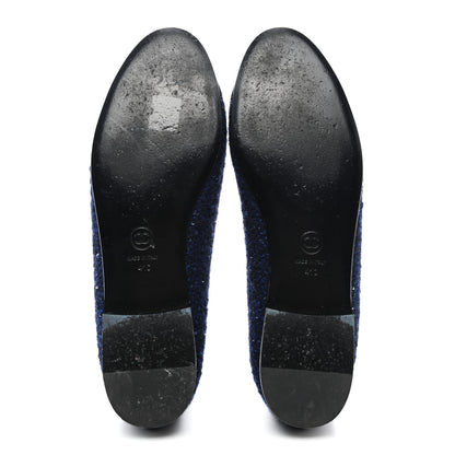 Chanel Tweed Lambskin Cap Toe Ballerina Flats 41 Navy Blue Black 5 of 8