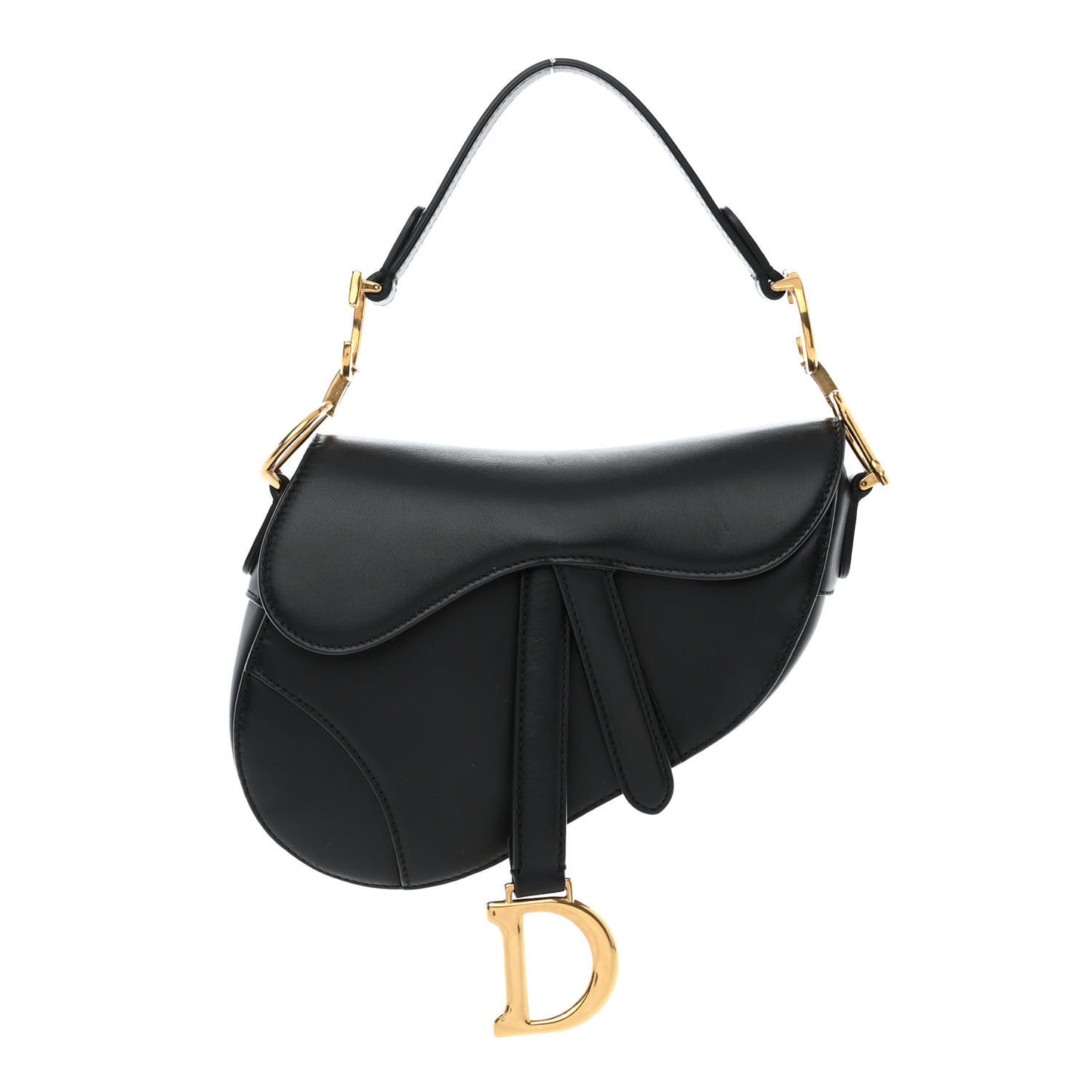 Calfskin Mini Saddle Bag Black