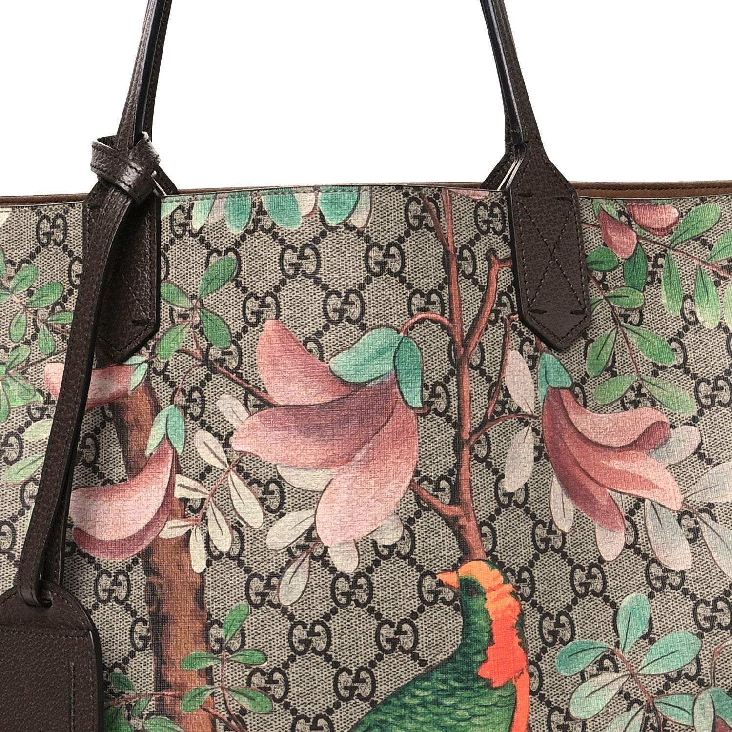 Gucci GG Supreme Monogram Tian Large Shopping Tote Beige Multicolor New Acero 8 of 12