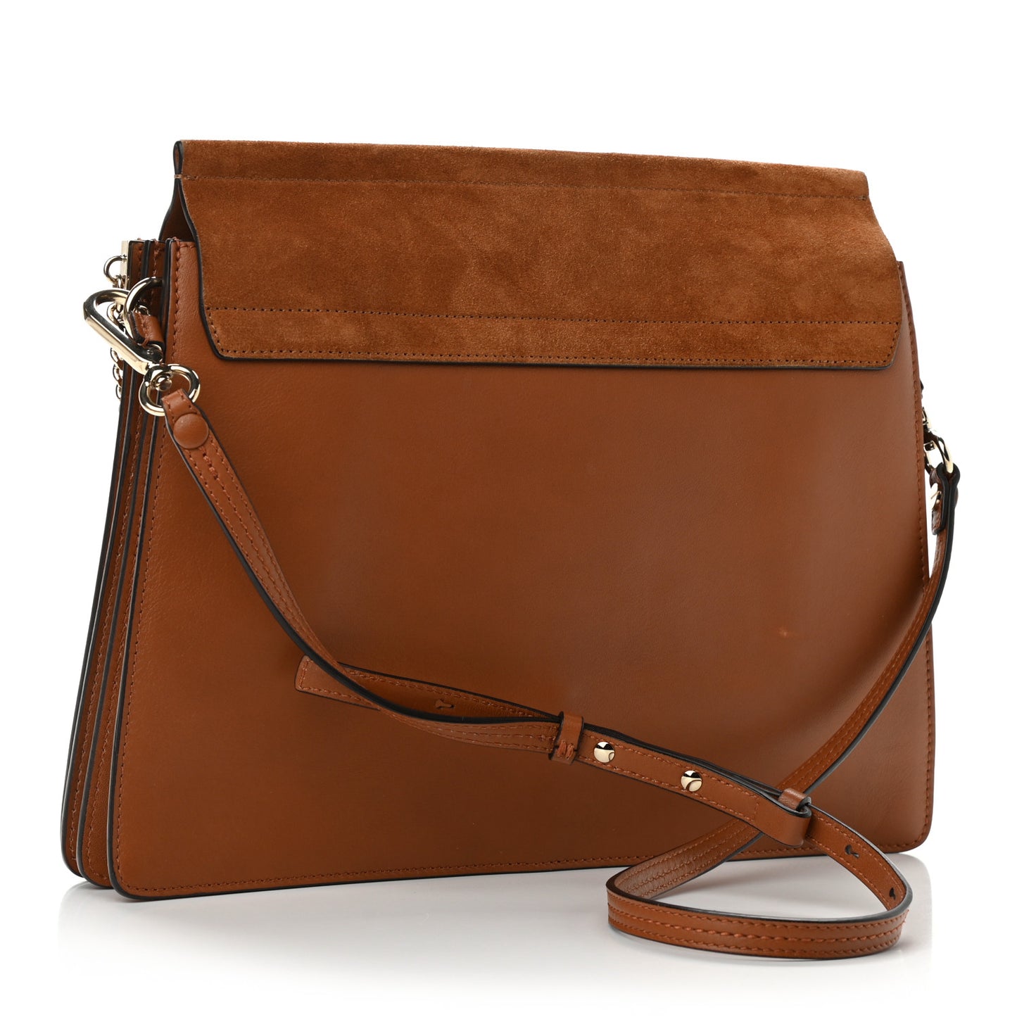 Suede Calfskin Medium Faye Shoulder Bag Caramel
